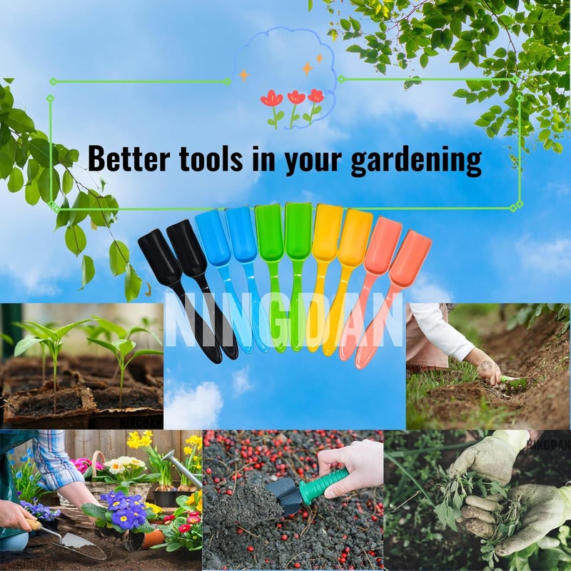 NINGDAN 10Pcs Mini Shovel,Plastic Mini Gardening Shovel Spoons Soil Scoops,Cultivation Digging Transplanting Tools for Succulents Potted Flowers,Milk Powder/Coffee Beans Scoops (5 Bright Colors) - Image 2